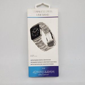 WithIt Stainless Steel Link Band For 42mm/44mm for Apple Watch Silver Tone NEW